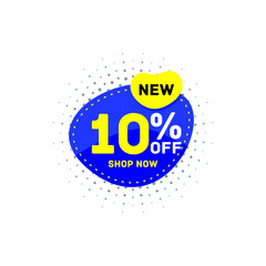 10% off discount sticker, Special offer sale blue tag isolated vector illustration. Discount offer price label,symbol for advertising campaign in retail, sale promo marketing.
