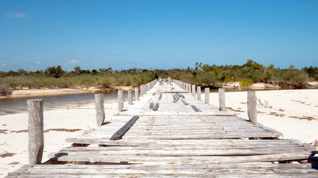 wooden bridge over the river