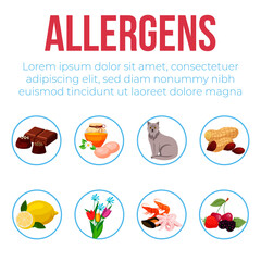 Vector illustration types of allergens concept