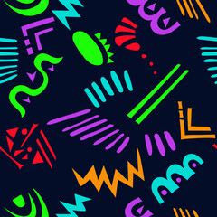 Neon geometric abstract pattern. Vector background