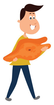 Man with puri, illustration, vector on white background