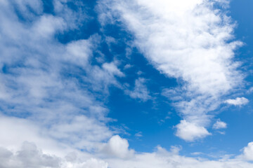 Blue sky with fluffy white clouds