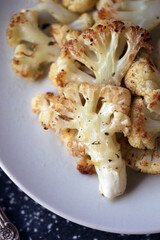 cauliflower in  at the wooden table