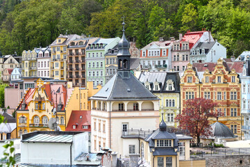 View of center city of Karlovy Vary (Carlsbad). Czech Republic.