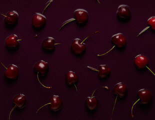 sinking sweet cherry pattern, flat lay