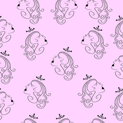 A queen with a crown pattern for interior design, wrapping paper, wallpaper, illustration, vector, print