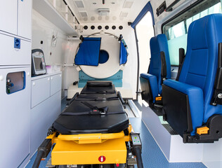 Modern Ambulance equipped with portable CT scanner