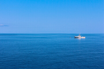 Fototapeta premium Beautiful ocean background. Blue background of the sea. Nature. Rest by the sea. Blue sky.