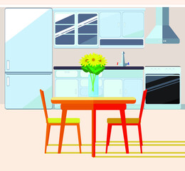 The interior of the bright kitchen for the home, EPS 10