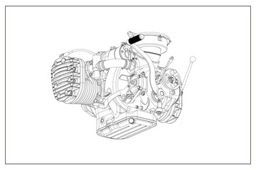 Design of a motorcycle combustion engine.