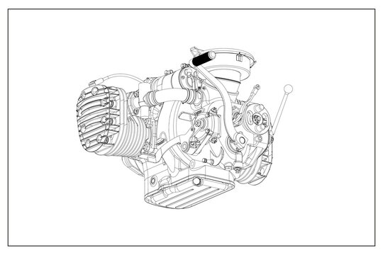 Design of a motorcycle combustion engine.