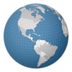 Fototapeta premium Globe centered to Jamaica. Country highlighted with green color on world map. Satellite world projection. Cool vector illustration.
