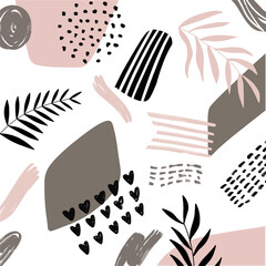 Hand drawn Abstract Memphis Pattern. Texture can be used for wallpaper, pattern fills, web page background, surface textures, fabric print.
