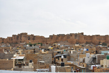 Fototapeta na wymiar beautiful building architecture of jaisalmer reflect through cityscape of jaisalmer rajasthan