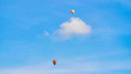 Color balloons in the sunrise sky. Cappadocia, Turkey.
