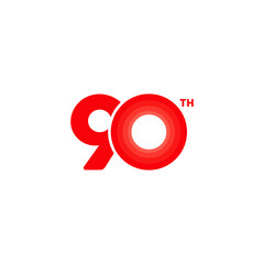 90 years anniversary pictogram vector icon, 90th year birthday logo label