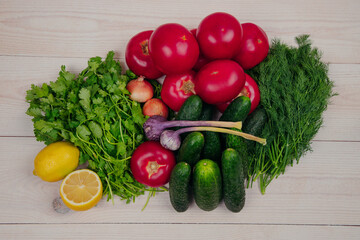 Fresh vegetables for background with decor.