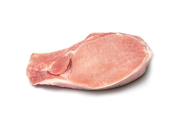 fresh pork steak on the bone on a white background