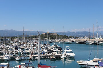 View of the port of Antibes, France