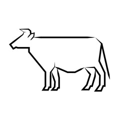 Vaca logo líneas, vector imagotipo para marca de lácteos