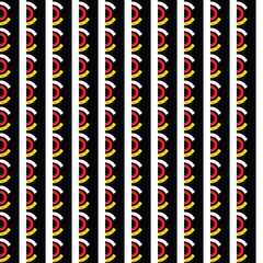 Vector seamless pattern texture background with geometric shapes, colored in black, white, red, yellow colors.
