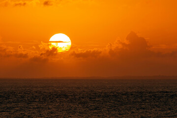 Sun, sunset, sunrise. Colorful toned instant photo