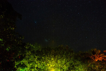 Fototapeta na wymiar Starry night sky from Fitzroy Island beach, Queensland, Australia