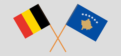 Crossed flags of Kosovo and Belgium