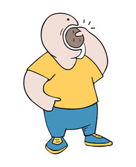 Design of funny man eating