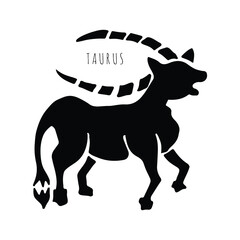 Sign of zodiac Taurus. Hand drawn vector illustration isolated on white background. Design for apparel, postcard, card, tatoo.