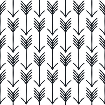 Arrows seamless vector pattern background illustration on white.