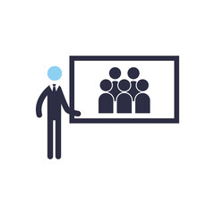 Businessman with screen flat style icon vector design