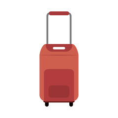 summer travel and vacation suitcase with handle in flat style isolated icon