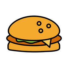 delicious burger fast food fill style