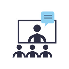 avatars seeing screen in video chat flat style icon vector design