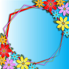 Fototapeta na wymiar Illustration floral frame, with beautiful flowers 
