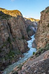 Early morning view of Shoshone Canyon near Cody Wyoming