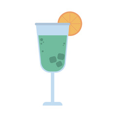 summer travel and vacation cocktail with lemon in flat style isolated icon