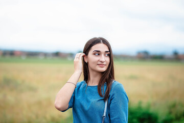 Portrait of a girl in a wheat field. Portrait of a beautiful girl in a wheat field.