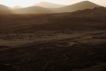 Fototapeta premium sunset road mountains