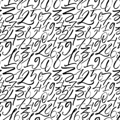 Seamless pattern with numbers. Hand drawn numbers elements. Ink illustration. Hand drawn ornament for wrapping paper.