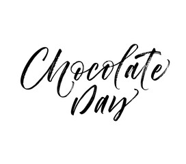 Chocolate day card. Hand drawn brush style modern calligraphy. Vector illustration of handwritten lettering. 