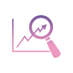 lupe with arrow increase chart gradient style icon vector design