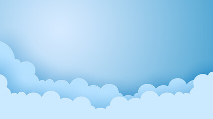 blue sky with cloud paper art design. Vector paper cut illustration. Eps10 