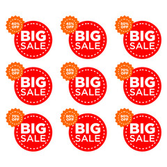 big sale red color sticker template set