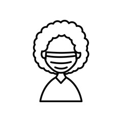 avatar woman with medical mask icon, line style