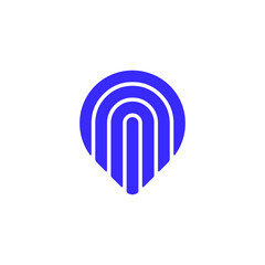 pin fingerprint symbol vector logo template