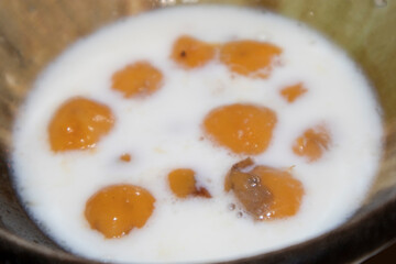Thai dessert with milk or coconut milk 