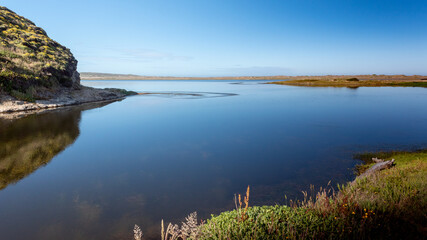 Abbotts Lagoon on a clear sky day, Point Reyes National Seashore, California USA