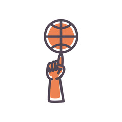Ball on finger of basketball line and fill style icon vector design
